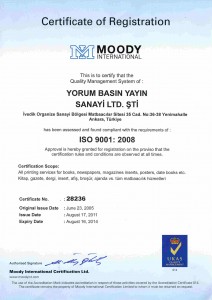 ISO 9001:2008 Kalite Belgesi